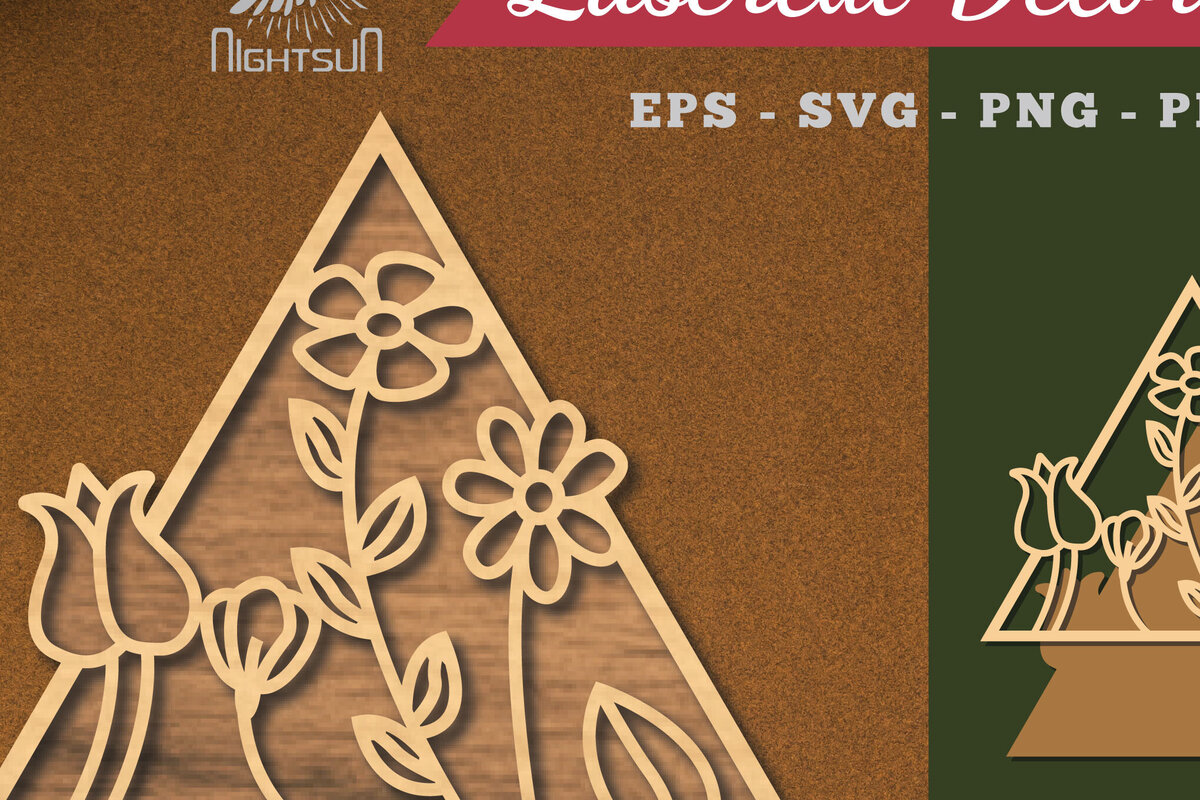 Σετ των 2 Intra απο ξύλο plywood  Χρώμα wenge 3mm-4mm πάχος - Floral Διακόσμηση σπιτιού 5 Δίασταση 20x20 cm INTRAFABR-123814192