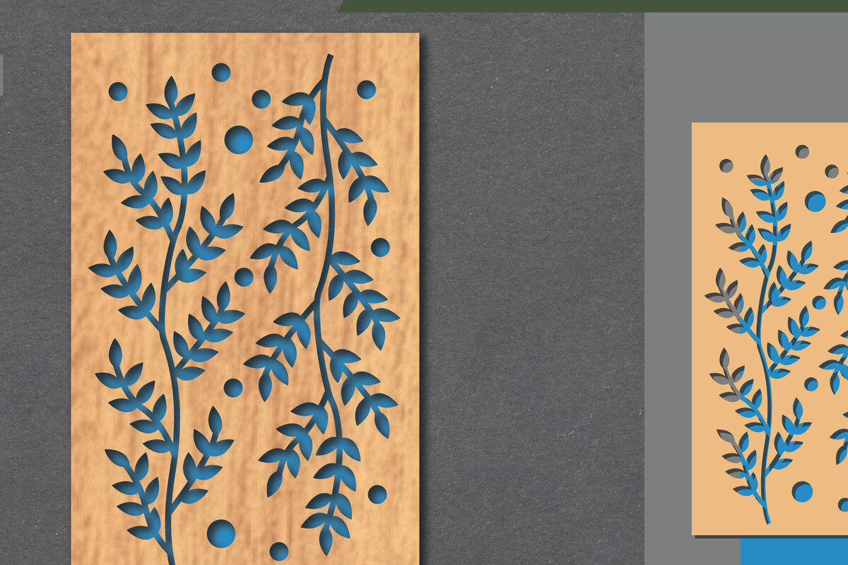 Σετ των 2 Intra απο ξύλο plywood  Χρώμα wenge 3mm-4mm πάχος - Διακόσμηση τοίχου με λουλούδια κοπής με λέιζερ 1 Δίασταση 20x20 cm INTRAFABR-99167254