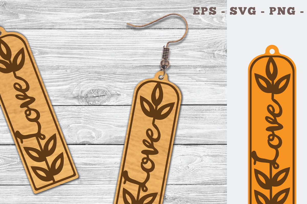 Σετ των 3 Intra απο ξύλο plywood  Χρώμα wenge 3mm-4mm πάχος - Floral Love κομμένα σκουλαρίκια λέιζερ 12 Δίασταση 3x3 cm INTRAFABR-97571509