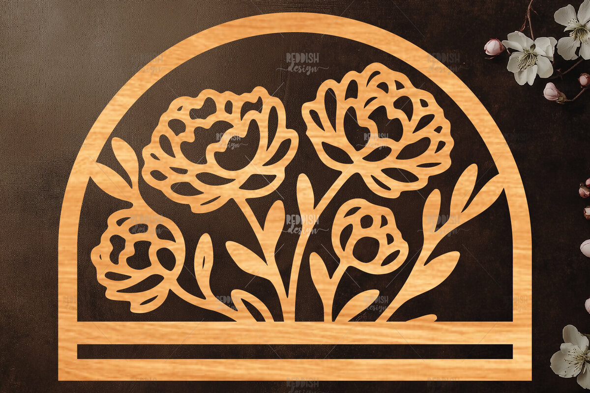 Σετ των 2 Intra απο ξύλο plywood  Χρώμα wenge 3mm-4mm πάχος - Φλοράλ Μακραμέ θήκη κοπής με λέιζερ Δίασταση 20x20 cm INTRAFABR-99350819