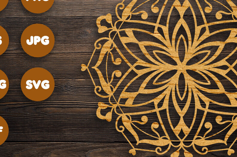 Intra απο ξύλο plywood  Χρώμα wenge 3mm-4mm πάχος - Floral Mandala Αρχεία για Cricut Δίασταση 30x30 cm INTRAFABR-93948147