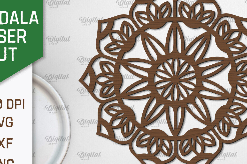 Intra απο ξύλο plywood  Χρώμα wenge 3mm-4mm πάχος - Floral σχέδιο τοίχου Mandala με Δίασταση 30x30 cm INTRAFABR-93948528