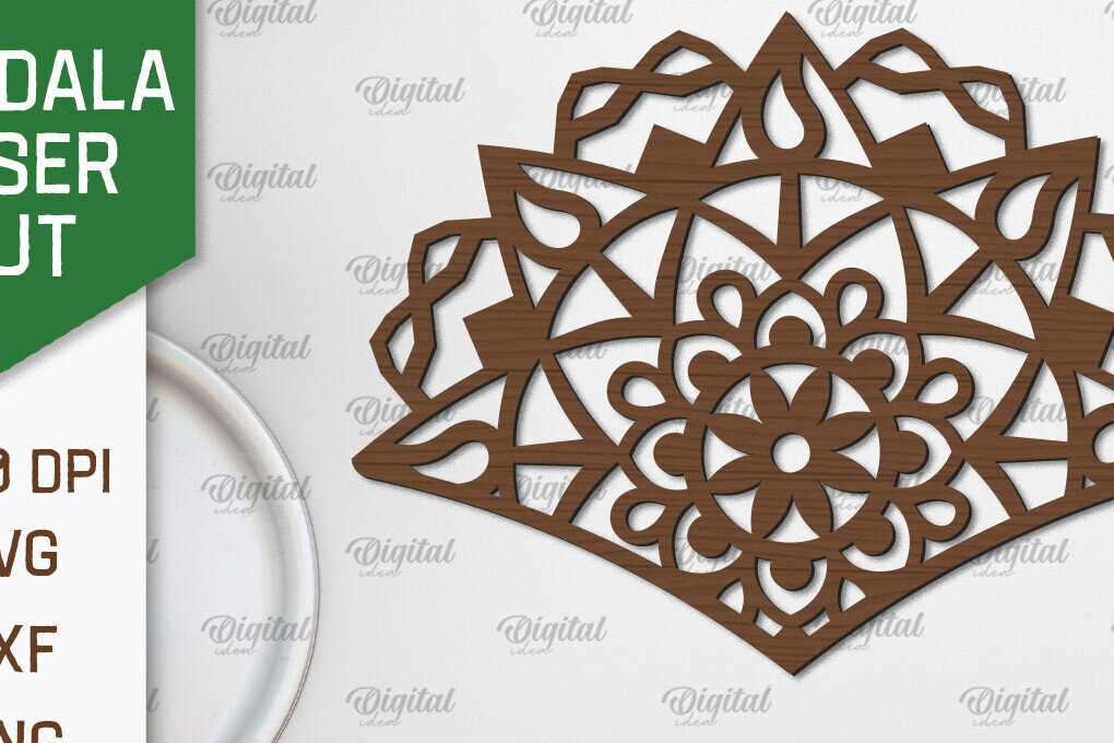 Intra απο ξύλο plywood  Χρώμα wenge 3mm-4mm πάχος - Floral σχέδιο τοίχου Mandala με Δίασταση 30x30 cm INTRAFABR-99350589