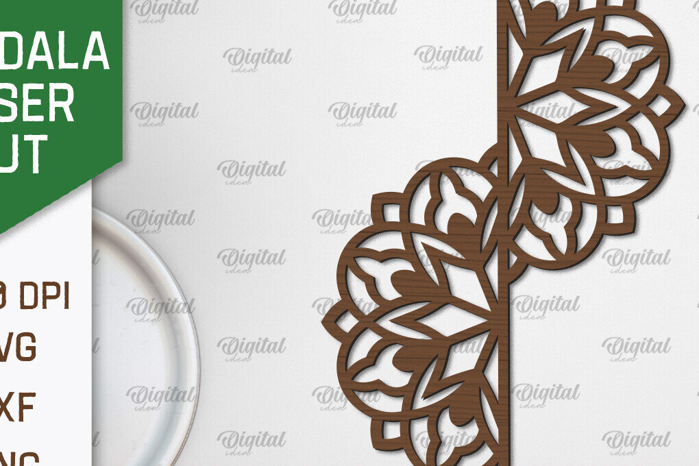 Intra απο ξύλο plywood  Χρώμα wenge 3mm-4mm πάχος - Floral σχέδιο τοίχου Mandala με Δίασταση 30x30 cm INTRAFABR-57735386