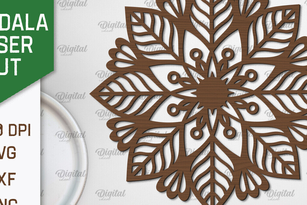 Intra απο ξύλο plywood  Χρώμα wenge 3mm-4mm πάχος - Floral σχέδιο τοίχου Mandala με Δίασταση 30x30 cm INTRAFABR-69343629