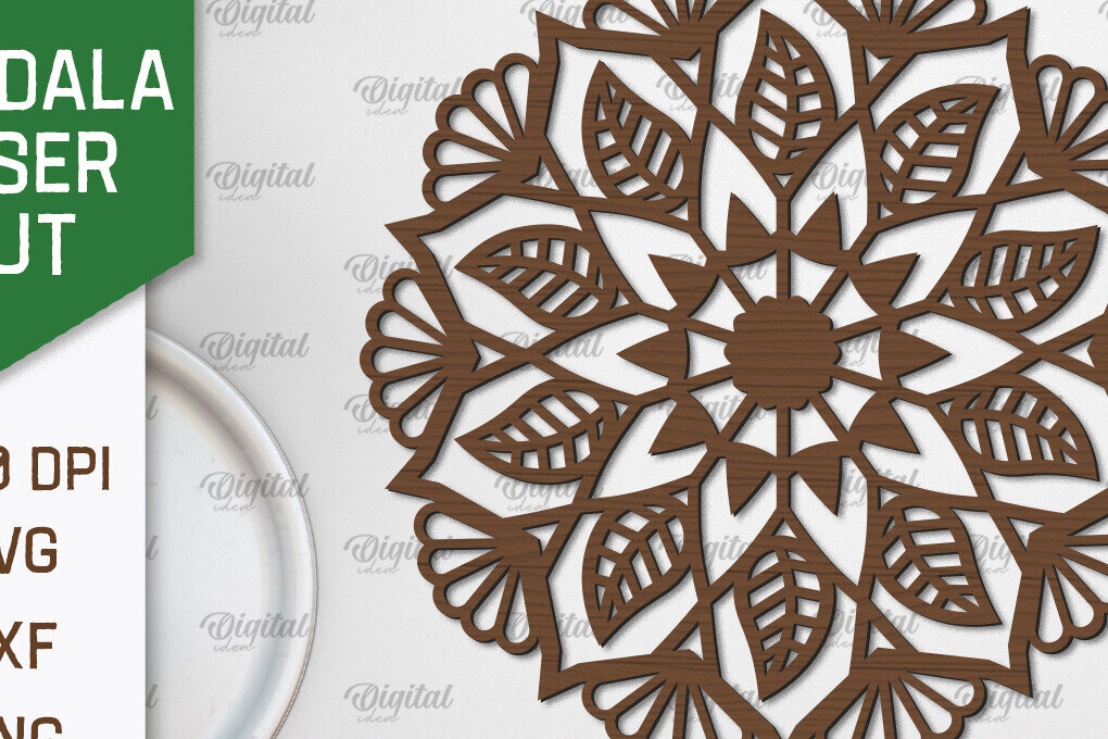 Intra απο ξύλο plywood  Χρώμα wenge 3mm-4mm πάχος - Floral σχέδιο τοίχου Mandala με Δίασταση 30x30 cm INTRAFABR-122256996
