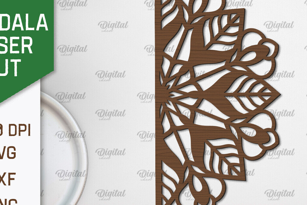 Intra απο ξύλο plywood  Χρώμα wenge 3mm-4mm πάχος - Floral σχέδιο τοίχου Mandala με Δίασταση 30x30 cm INTRAFABR-123644631