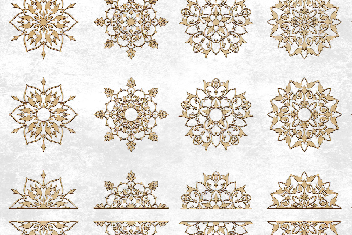 Intra απο ξύλο plywood  Χρώμα wenge 3mm-4mm πάχος - Floral Mandalas: Whole, Split, Monogram Δίασταση 30x30 cm INTRAFABR-34222907