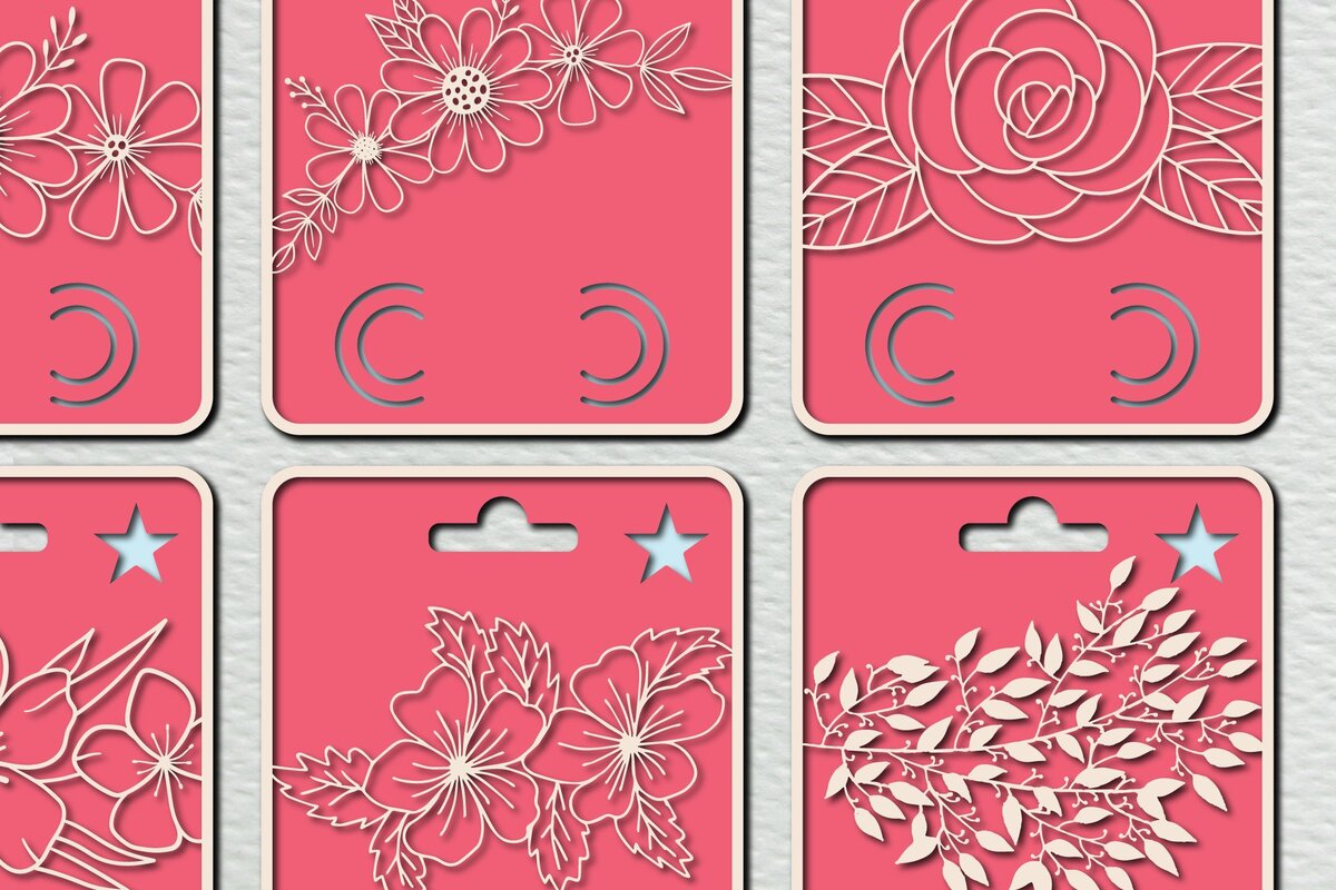 Σετ των 2 Intra απο ξύλο plywood  Χρώμα wenge 3mm-4mm πάχος - Floral Money Card Bundle File Cut Δίασταση 20x20 cm INTRAFABR-22623679