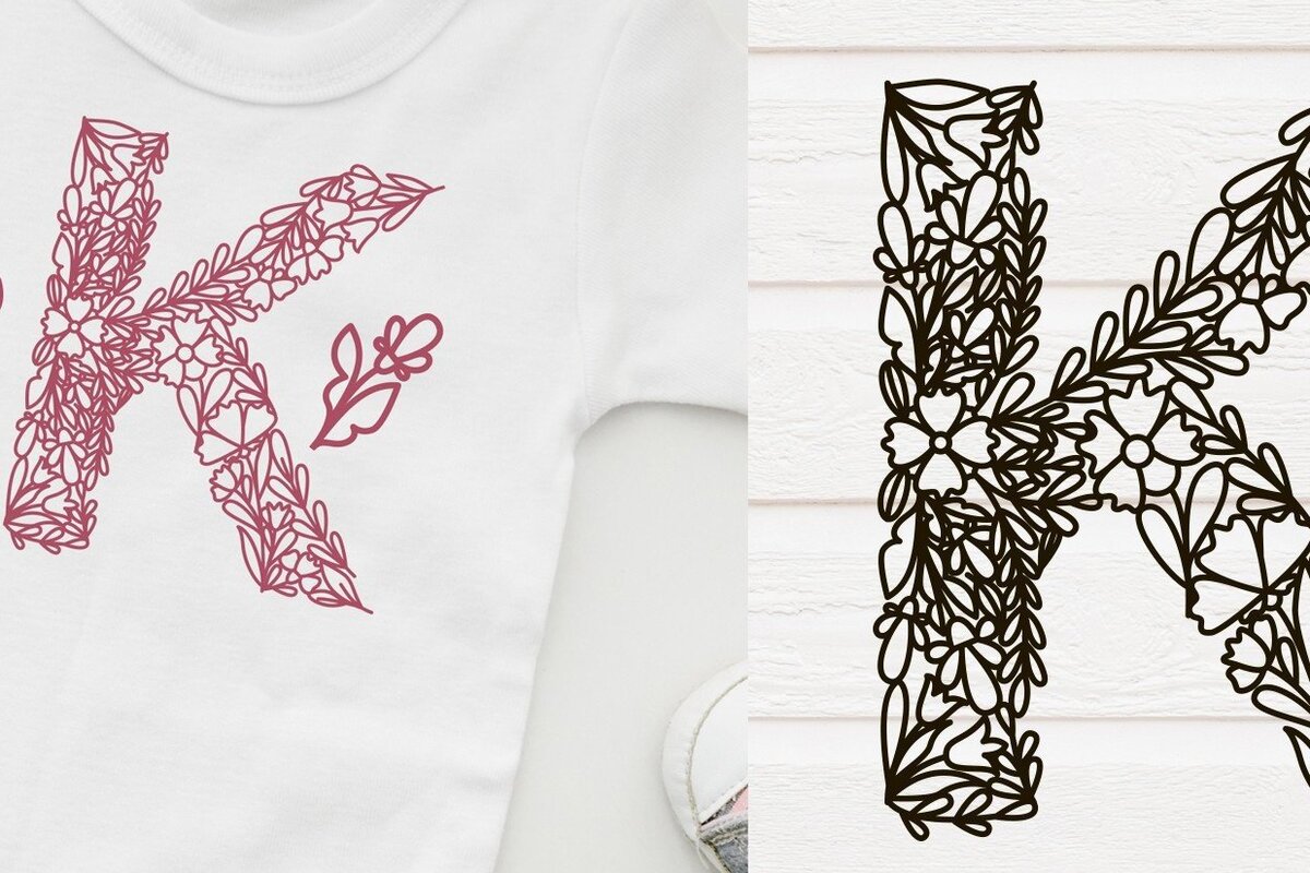 Σετ των 2 Intra απο ξύλο plywood  Χρώμα wenge 3mm-4mm πάχος - Μονόγραμμα λουλουδιών Κ Δίασταση 20x20 cm INTRAFABR-68727779