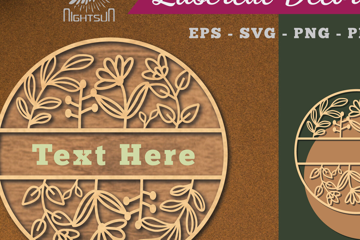 Intra απο ξύλο plywood  Χρώμα wenge 3mm-4mm πάχος - Floral Monogram Sign 2 Δίασταση 30x20 cm INTRAFABR-122799011