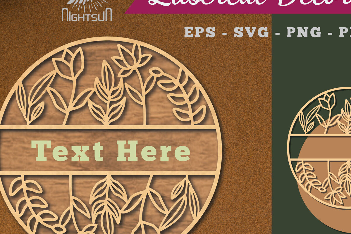 Σετ των 2 Intra απο ξύλο plywood  Χρώμα wenge 3mm-4mm πάχος - Σήμα κοπής λέιζερ λουλουδιών μονόγραμμα 3 Δίασταση 20x20 cm INTRAFABR-13592822