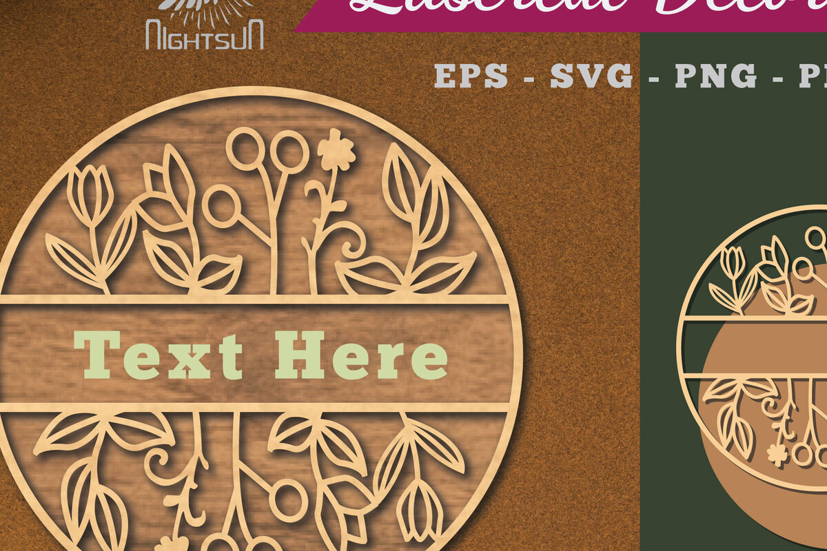 Σετ των 2 Intra απο ξύλο plywood  Χρώμα wenge 3mm-4mm πάχος - Σήμα κοπής με λέιζερ λουλουδιών μονόγραμμα 6 Δίασταση 20x20 cm INTRAFABR-75218602