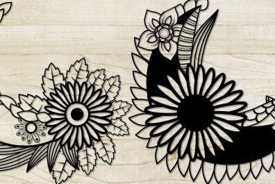 Intra απο ξύλο plywood  Χρώμα wenge 3mm-4mm πάχος - Floral Moon Δίασταση 20x25 cm INTRAFABR-89164572