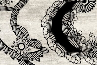 Intra απο ξύλο plywood  Χρώμα wenge 3mm-4mm πάχος - Floral Moon Δίασταση 20x25 cm INTRAFABR-89164638