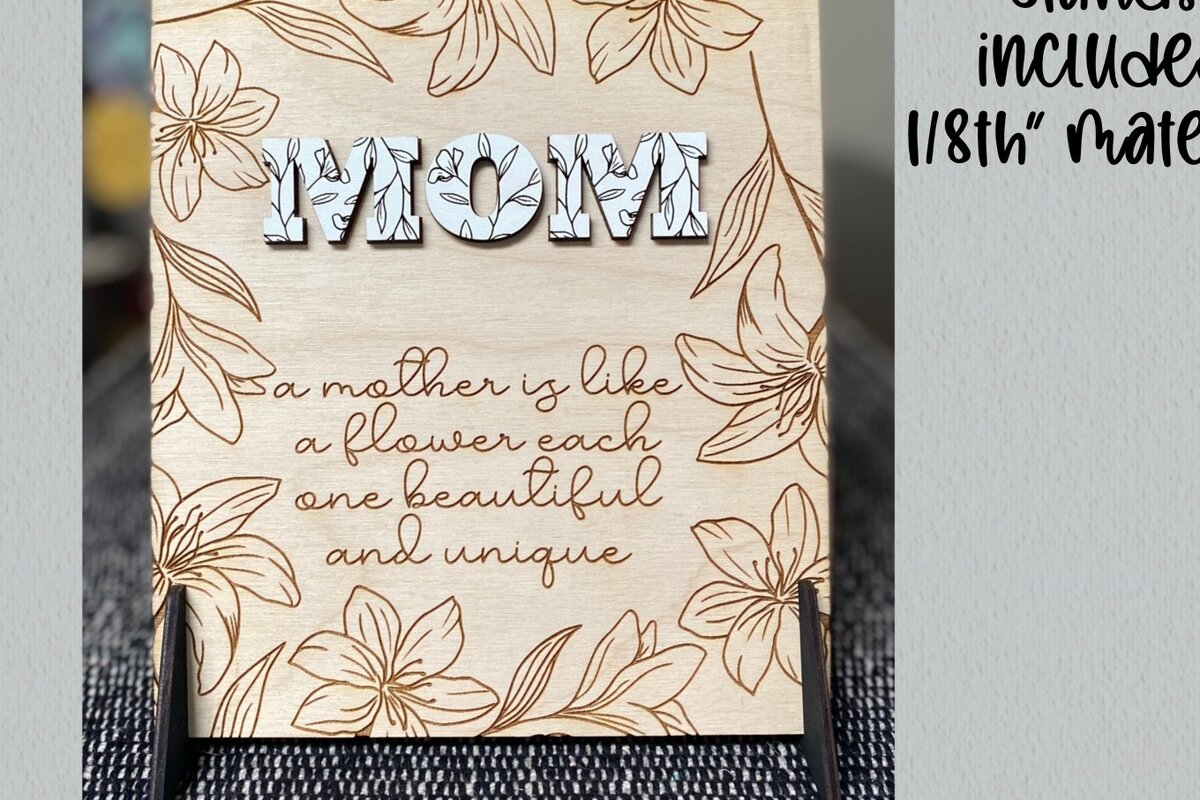 Intra απο ξύλο plywood  Χρώμα wenge 3mm-4mm πάχος - Floral Laser για την Ημέρα της Μητέρας Δίασταση 30x20 cm INTRAFABR-21107905