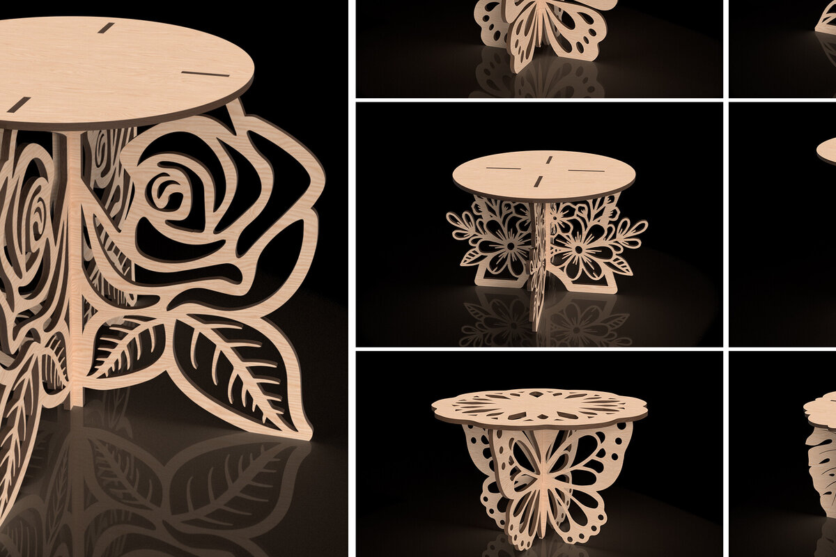 Σετ των 2 Intra απο ξύλο plywood  Χρώμα wenge 3mm-4mm πάχος - Πακέτο λουλουδιών και φυτών φυτών με βάση Δίασταση 15x15 cm INTRAFABR-120389961