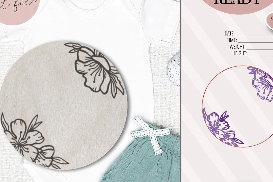 Σετ των 2 Intra απο ξύλο plywood  Χρώμα wenge 3mm-4mm πάχος - Ανακοίνωση Floral Newborn Δίασταση 4x4 cm INTRAFABR-117444070