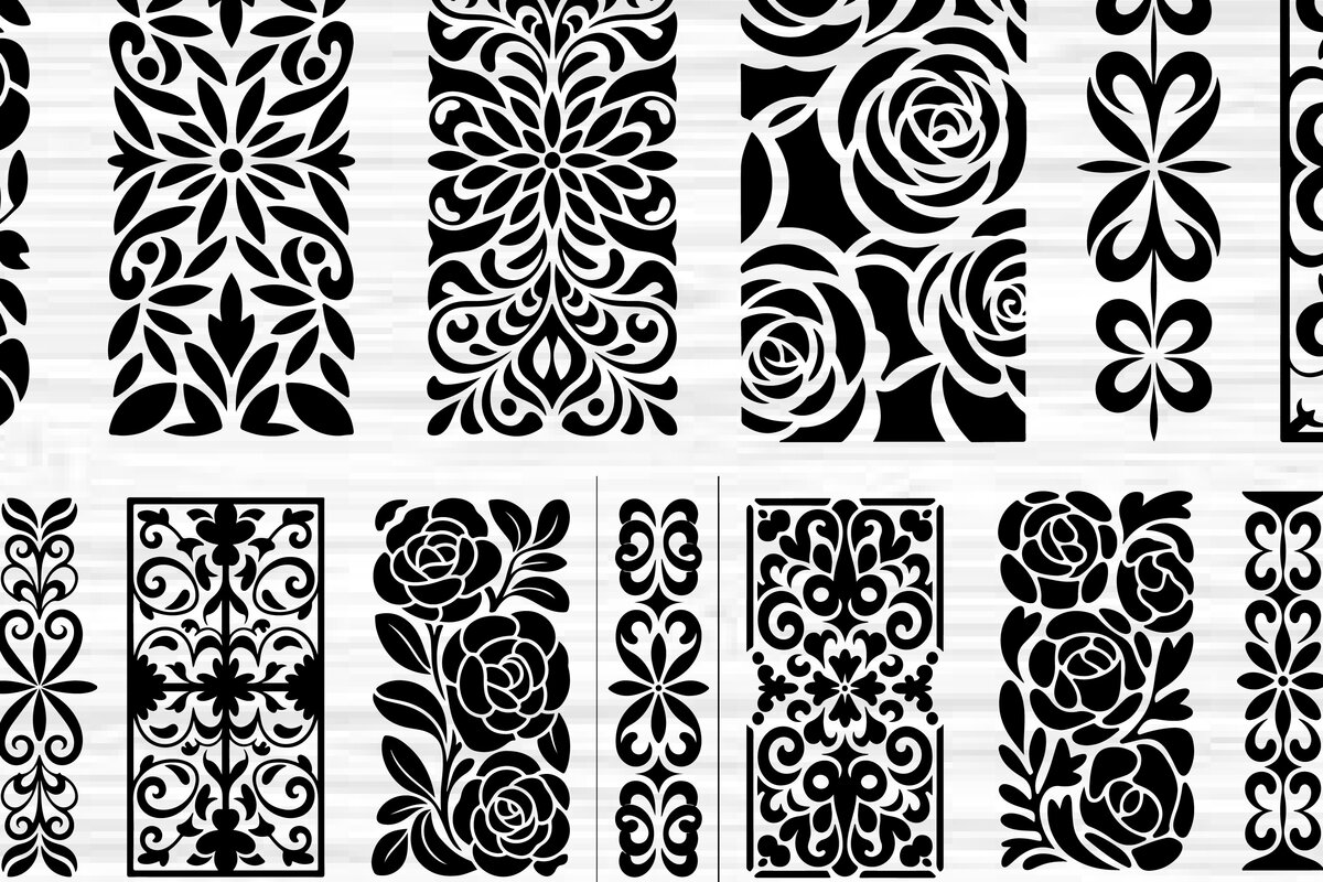 Σετ των 2 Intra απο ξύλο plywood  Χρώμα wenge 3mm-4mm πάχος - Στένσιλ νυχιών με λουλουδάτο σχέδιο με λέιζερ Δίασταση 4x4 cm INTRAFABR-9777982