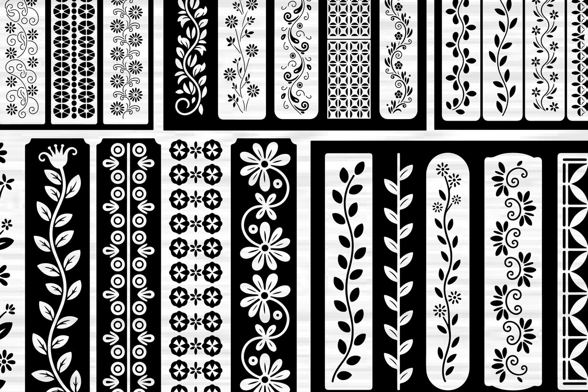 Σετ των 2 Intra απο ξύλο plywood  Χρώμα wenge 3mm-4mm πάχος - Στένσιλ νυχιών με λουλουδάτο σχέδιο με λέιζερ Δίασταση 4x4 cm INTRAFABR-25058041