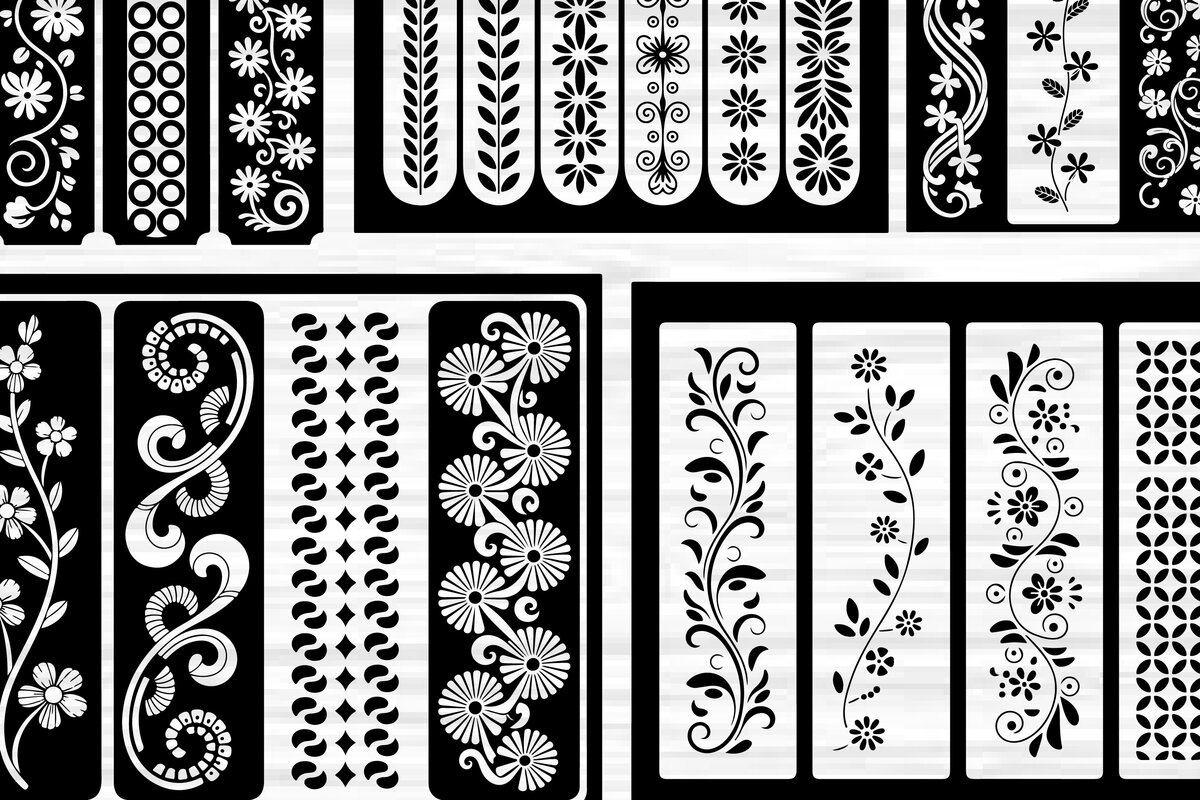 Σετ των 2 Intra απο ξύλο plywood  Χρώμα wenge 3mm-4mm πάχος - Στένσιλ νυχιών με λουλουδάτο σχέδιο με λέιζερ Δίασταση 4x4 cm INTRAFABR-21157165