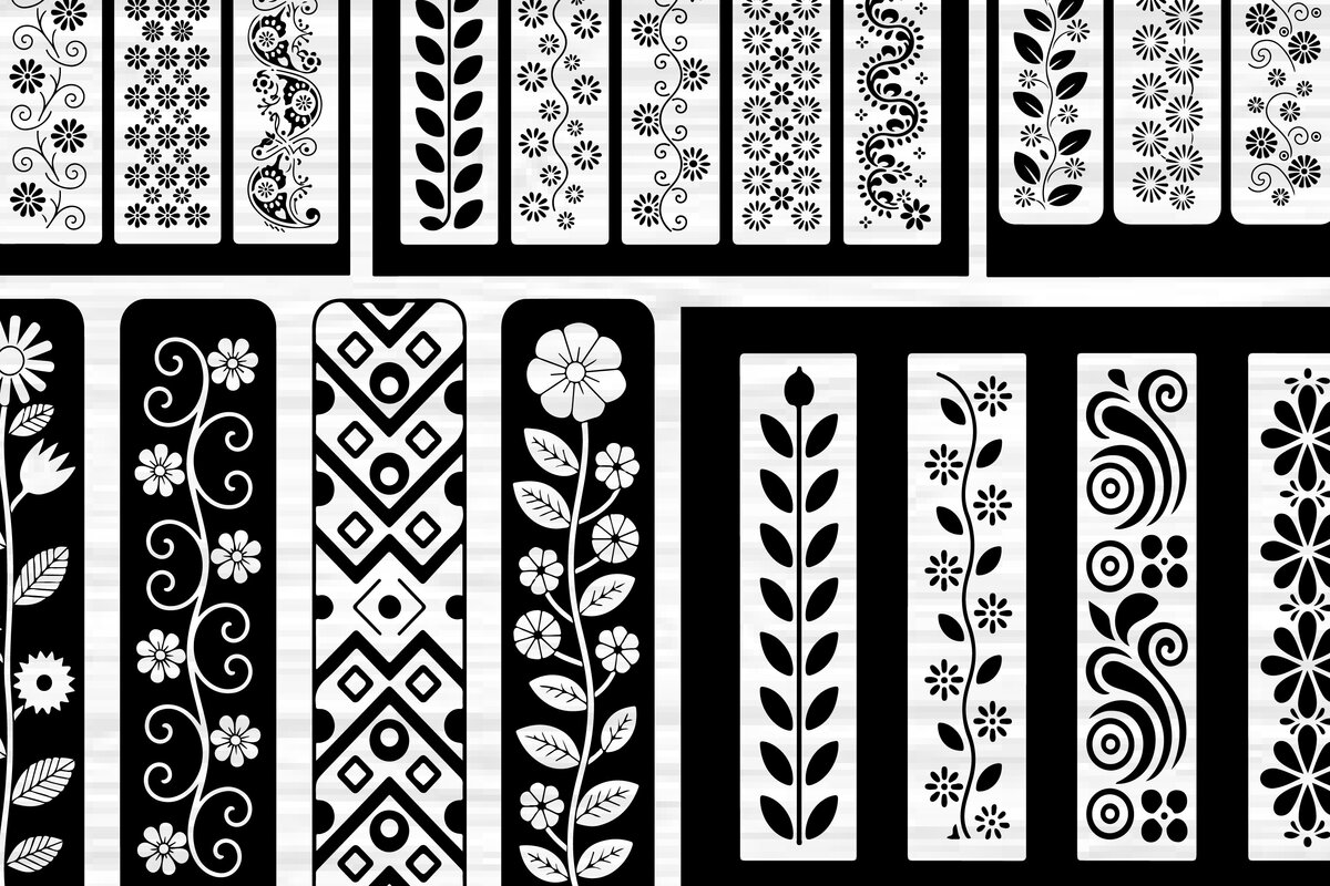 Σετ των 2 Intra απο ξύλο plywood  Χρώμα wenge 3mm-4mm πάχος - Στένσιλ νυχιών με λουλουδάτο σχέδιο με λέιζερ Δίασταση 4x4 cm INTRAFABR-93201301