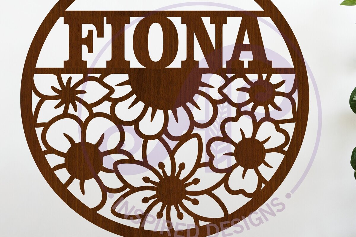 Intra απο ξύλο plywood  Χρώμα wenge 3mm-4mm πάχος - Floral μοτίβο με όνομα τοίχου σημάδι ή κάρτα Δίασταση 30x20 cm INTRAFABR-41650080