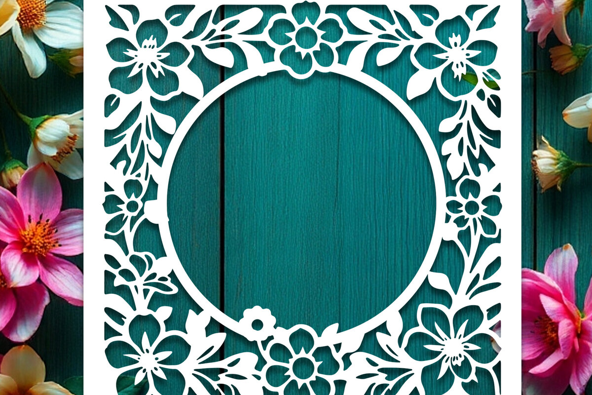 Intra απο ξύλο plywood  Χρώμα wenge 3mm-4mm πάχος - Floral Κορνίζα Paper-Cut Δίασταση 20x25 cm INTRAFABR-114306087