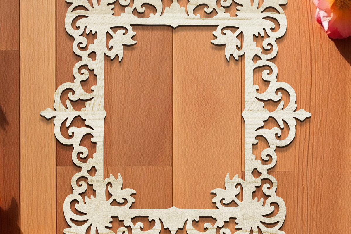 Intra απο ξύλο plywood  Χρώμα wenge 3mm-4mm πάχος - Floral Κορνίζα Paper-Cut Δίασταση 20x25 cm INTRAFABR-27640476