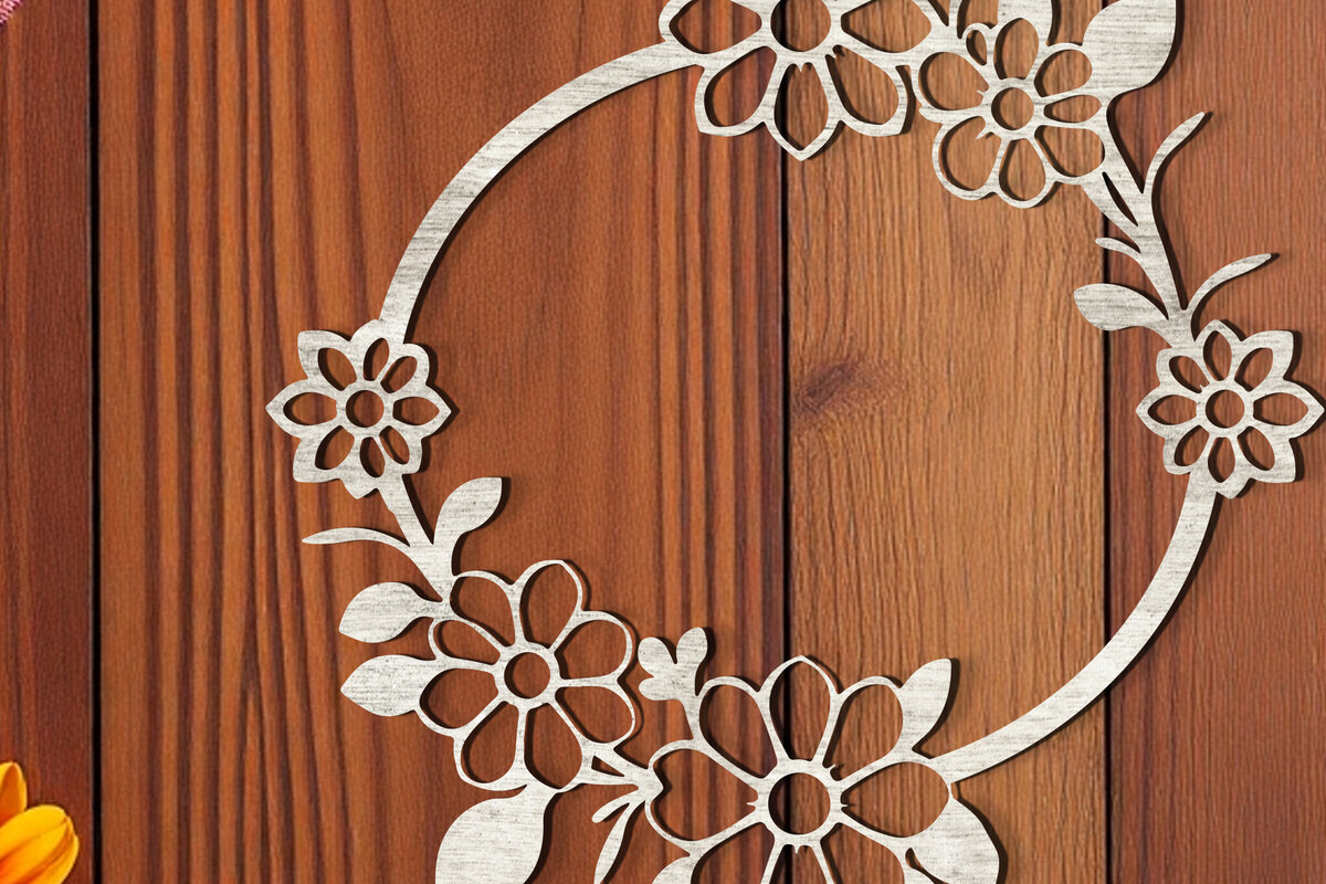 Intra απο ξύλο plywood  Χρώμα wenge 3mm-4mm πάχος - Floral Κορνίζα Paper-Cut Δίασταση 20x25 cm INTRAFABR-113314741