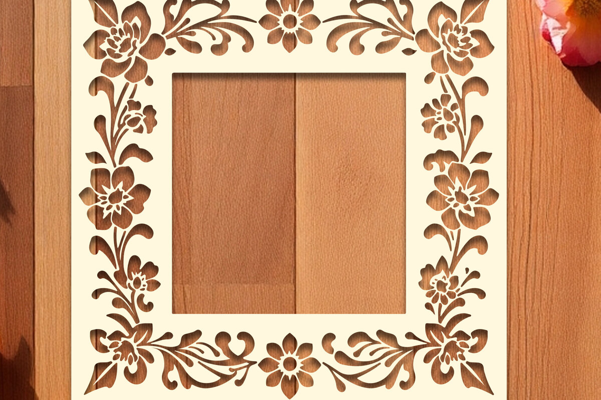 Intra απο ξύλο plywood  Χρώμα wenge 3mm-4mm πάχος - Floral Κορνίζα Paper-Cut Δίασταση 20x25 cm INTRAFABR-80368429