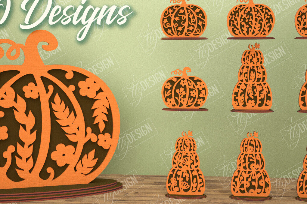 Σετ των 2 Intra απο ξύλο plywood  Χρώμα wenge 3mm-4mm πάχος - Πακέτο λουλουδιών κολοκύθας | Στολίδι κολοκύθας Δίασταση 6x6 cm INTRAFABR-110809871