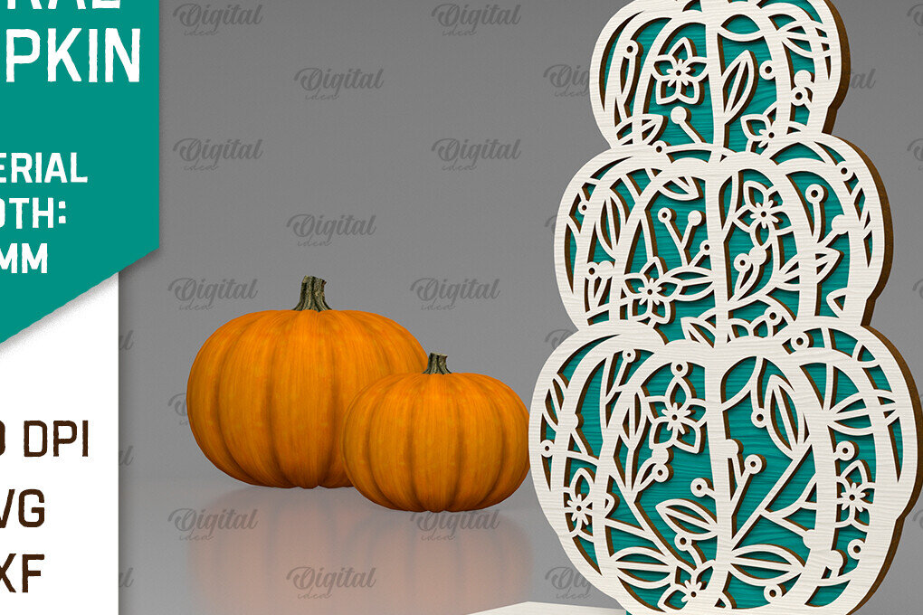 Σετ των 2 Intra απο ξύλο plywood  Χρώμα wenge 3mm-4mm πάχος - Κόψιμο με λέιζερ φλοράλ κολοκύθας. Φθινοπωρινή κολοκύθα Δίασταση 15x15 cm INTRAFABR-62668574