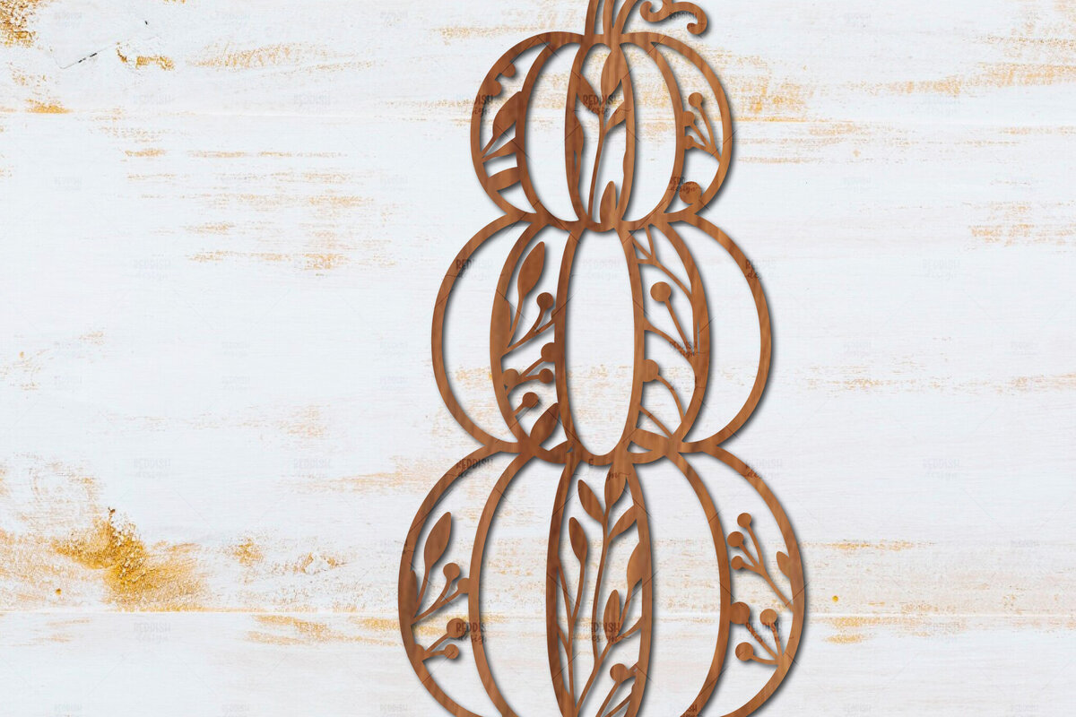 Σετ των 2 Intra απο ξύλο plywood  Χρώμα wenge 3mm-4mm πάχος - Floral Pumpkin Δίασταση 15x15 cm INTRAFABR-107202373