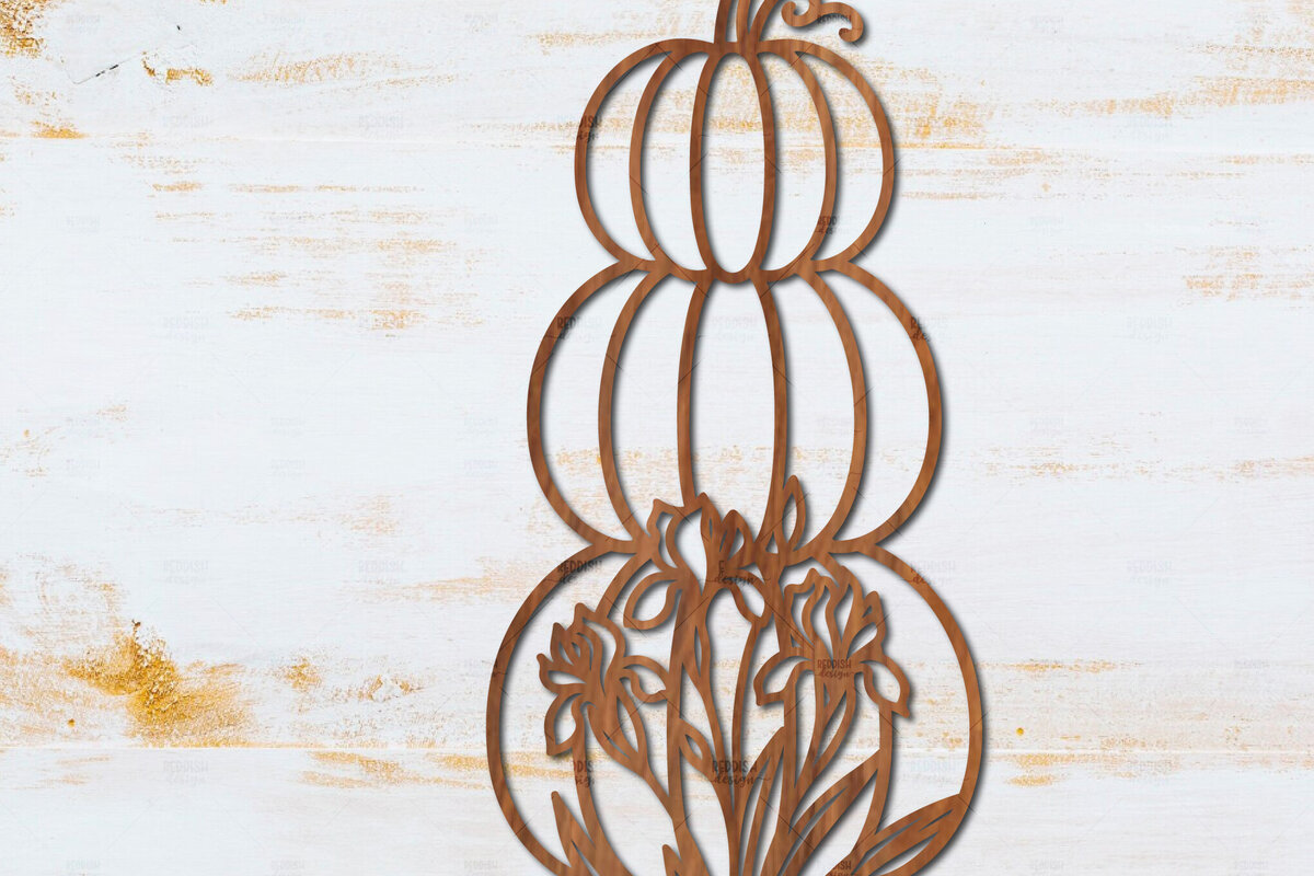 Σετ των 2 Intra απο ξύλο plywood  Χρώμα wenge 3mm-4mm πάχος - Floral Pumpkin Δίασταση 15x15 cm INTRAFABR-107202425