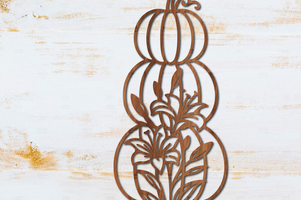 Σετ των 2 Intra απο ξύλο plywood  Χρώμα wenge 3mm-4mm πάχος - Floral Pumpkin Δίασταση 15x15 cm INTRAFABR-107202460