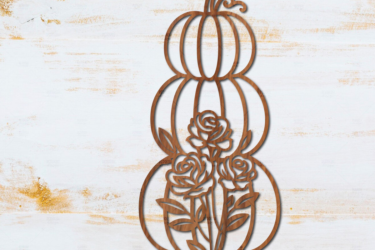 Σετ των 2 Intra απο ξύλο plywood  Χρώμα wenge 3mm-4mm πάχος - Floral Pumpkin Δίασταση 15x15 cm INTRAFABR-102680731