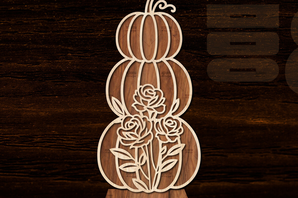 Σετ των 2 Intra απο ξύλο plywood  Χρώμα wenge 3mm-4mm πάχος - Floral Pumpkin Δίασταση 20x20 cm INTRAFABR-22372299