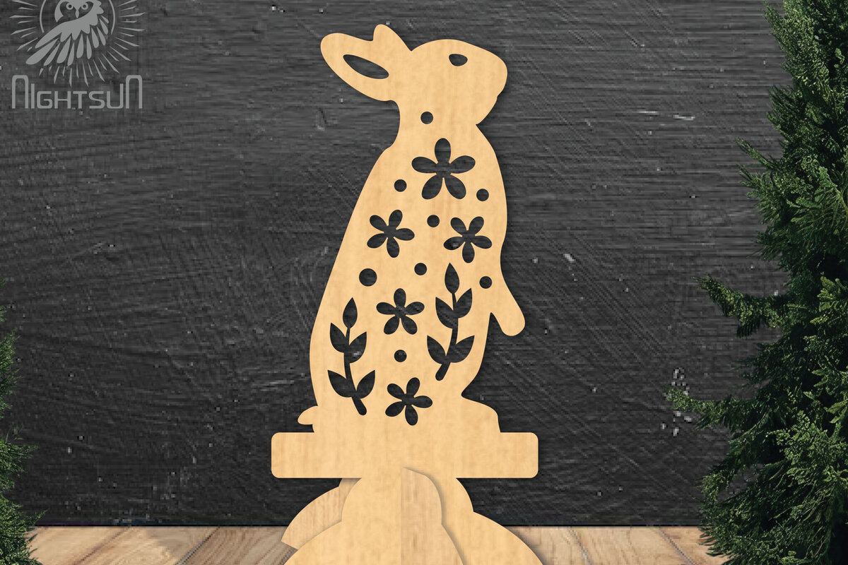 Σετ των 2 Intra απο ξύλο plywood  Χρώμα wenge 3mm-4mm πάχος - Floral Rabbit Decor Home 1 Δίασταση 20x20 cm INTRAFABR-111363838