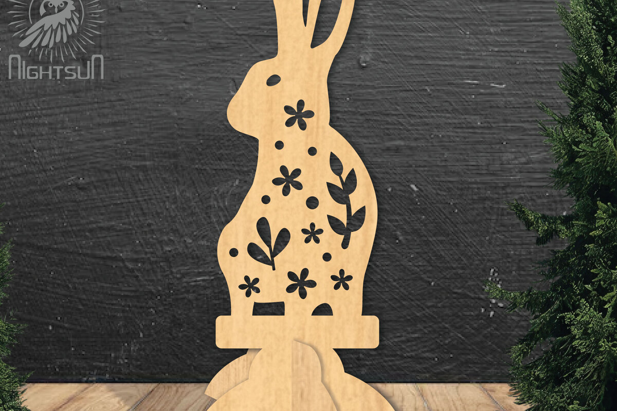 Σετ των 2 Intra απο ξύλο plywood  Χρώμα wenge 3mm-4mm πάχος - Floral Rabbit Decor Home 6 Δίασταση 20x20 cm INTRAFABR-111363902