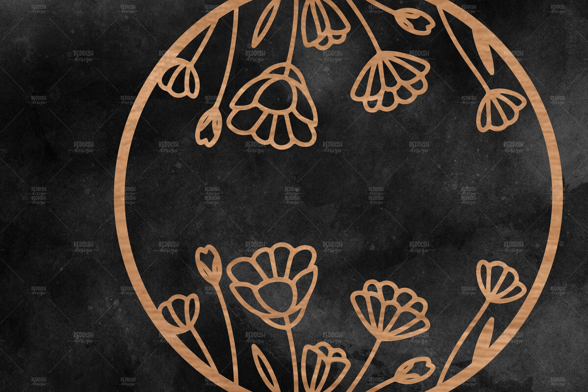 Intra απο ξύλο plywood  Χρώμα wenge 3mm-4mm πάχος - Floral στρογγυλή πινακίδα Δίασταση 30x20 cm INTRAFABR-64743798