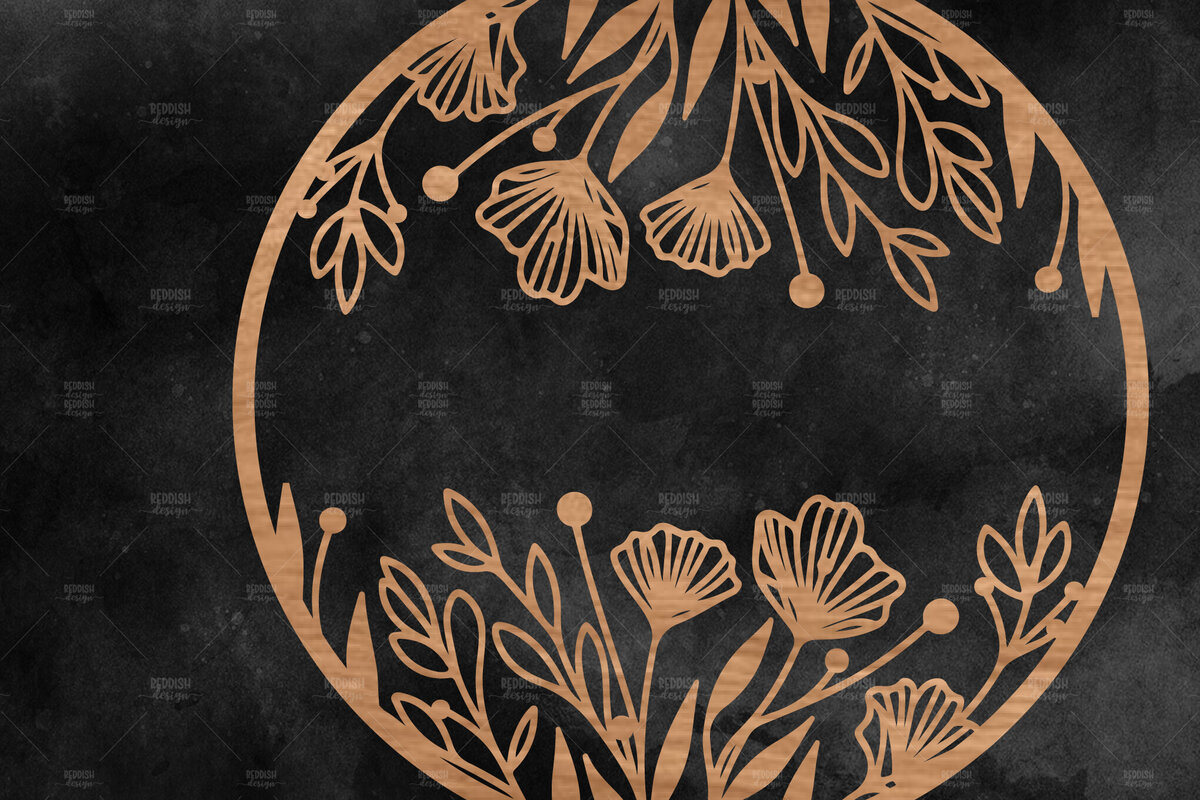 Intra απο ξύλο plywood  Χρώμα wenge 3mm-4mm πάχος - Floral στρογγυλή πινακίδα Δίασταση 30x20 cm INTRAFABR-82672684