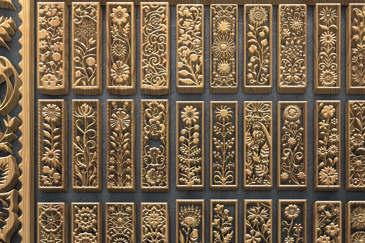 Intra απο ξύλο plywood  Χρώμα wenge 3mm-4mm πάχος - Μοτίβα κοπής με λουλούδια λωρίδες με λέιζερ Δίασταση 3200x7200 cm INTRAFABR-113201321