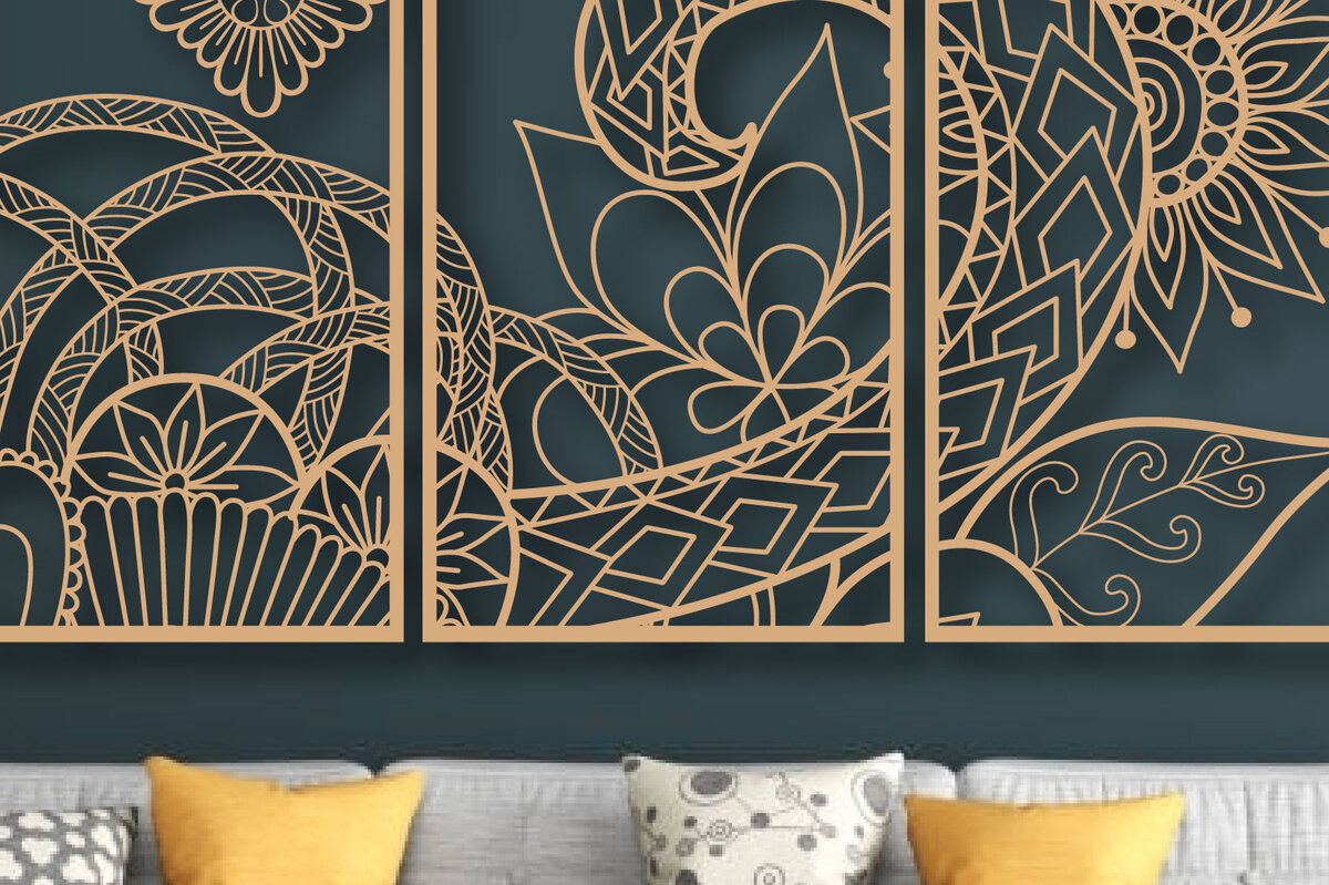 Intra απο ξύλο plywood  Χρώμα wenge 3mm-4mm πάχος - Floral Wall Art Δίασταση 40x50 cm INTRAFABR-117443872