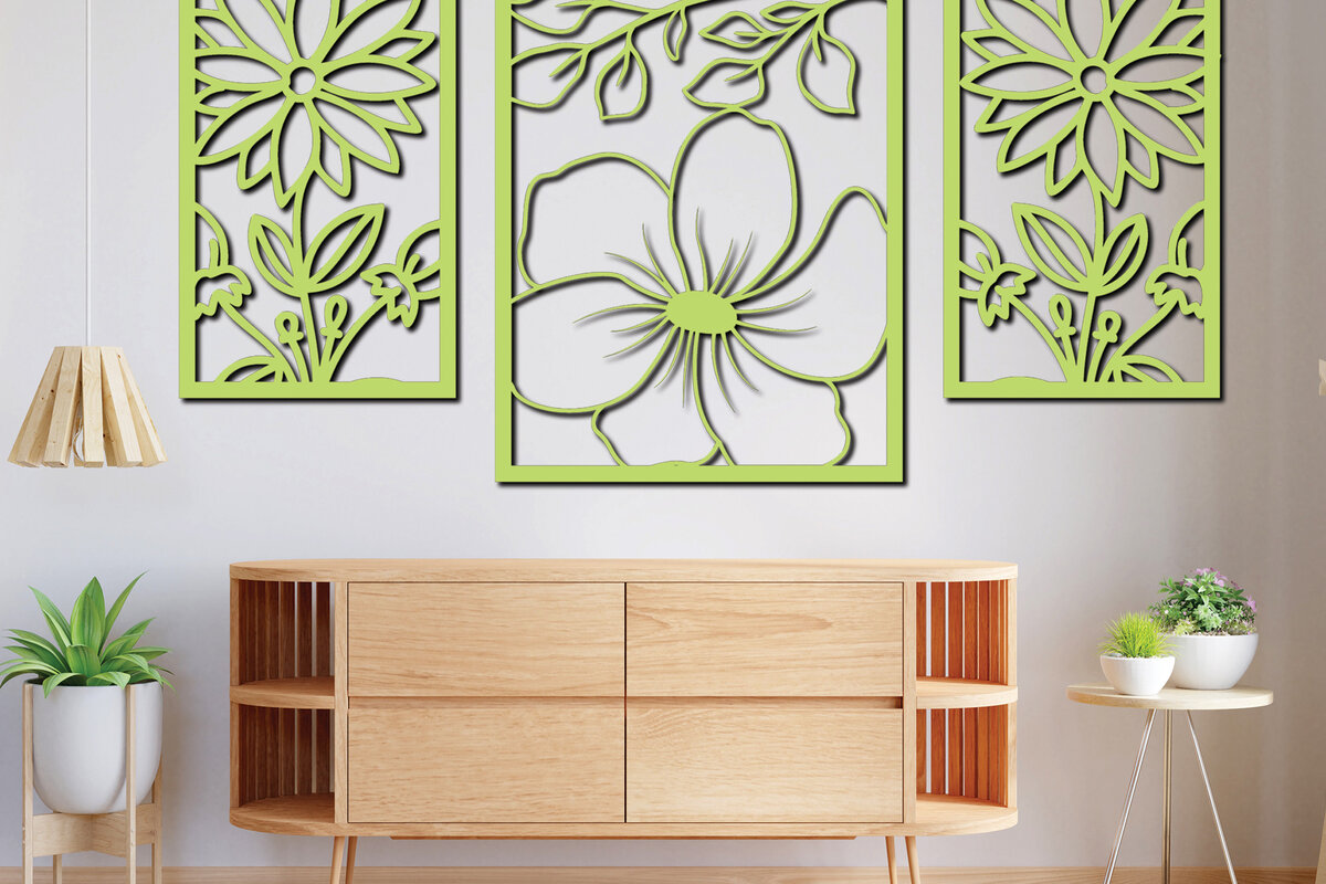 Intra απο ξύλο plywood  Χρώμα wenge 3mm-4mm πάχος - Floral διακόσμηση τοίχου Σχέδιο Δίασταση 30x20 cm INTRAFABR-103587242