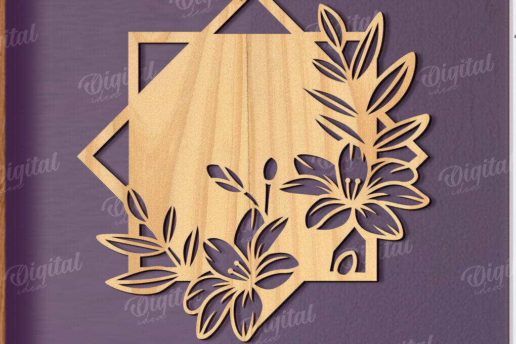Intra απο ξύλο plywood  Χρώμα wenge 3mm-4mm πάχος - Floral διακόσμηση τοίχου Δίασταση 30x20 cm INTRAFABR-87836732