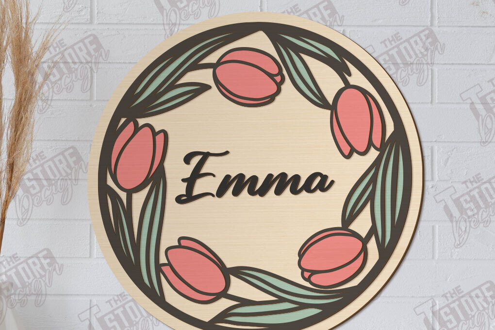 Intra απο ξύλο plywood  Χρώμα wenge 3mm-4mm πάχος - Πλακέτα τοίχου Floral | CNC Δίασταση 30x20 cm INTRAFABR-70939235