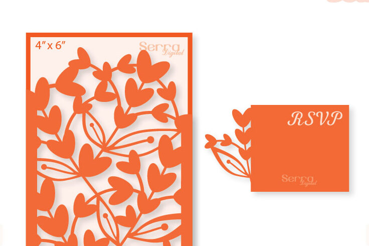 Σετ των 2 Intra απο ξύλο plywood  Χρώμα wenge 3mm-4mm πάχος - Προσκλητήριο γάμου Floral Δίασταση 10x15 cm INTRAFABR-70939536