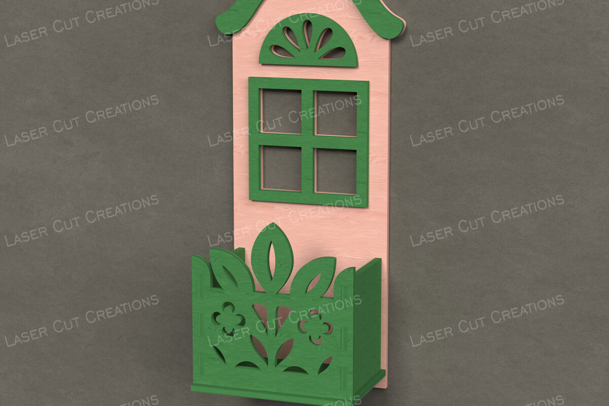 Intra απο ξύλο plywood  Χρώμα wenge 3mm-4mm πάχος - Φλοράλ Ζαρντινιέρα παραθύρων Δίασταση 30x20 cm INTRAFABR-111648185