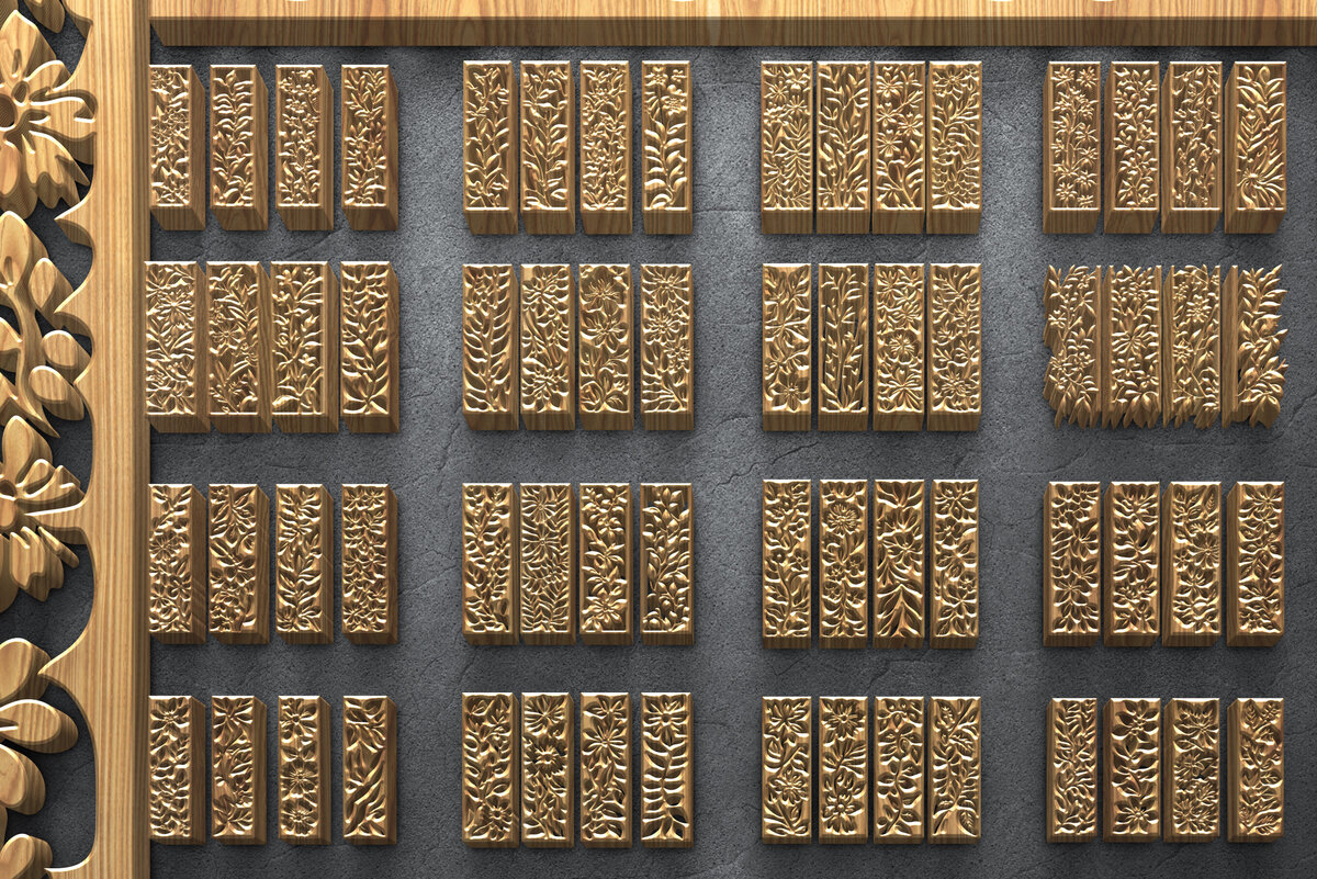 Intra απο ξύλο plywood  Χρώμα wenge 3mm-4mm πάχος - Floral Wood Panel Laser Σετ Δίασταση 3200x7200 cm INTRAFABR-78617359